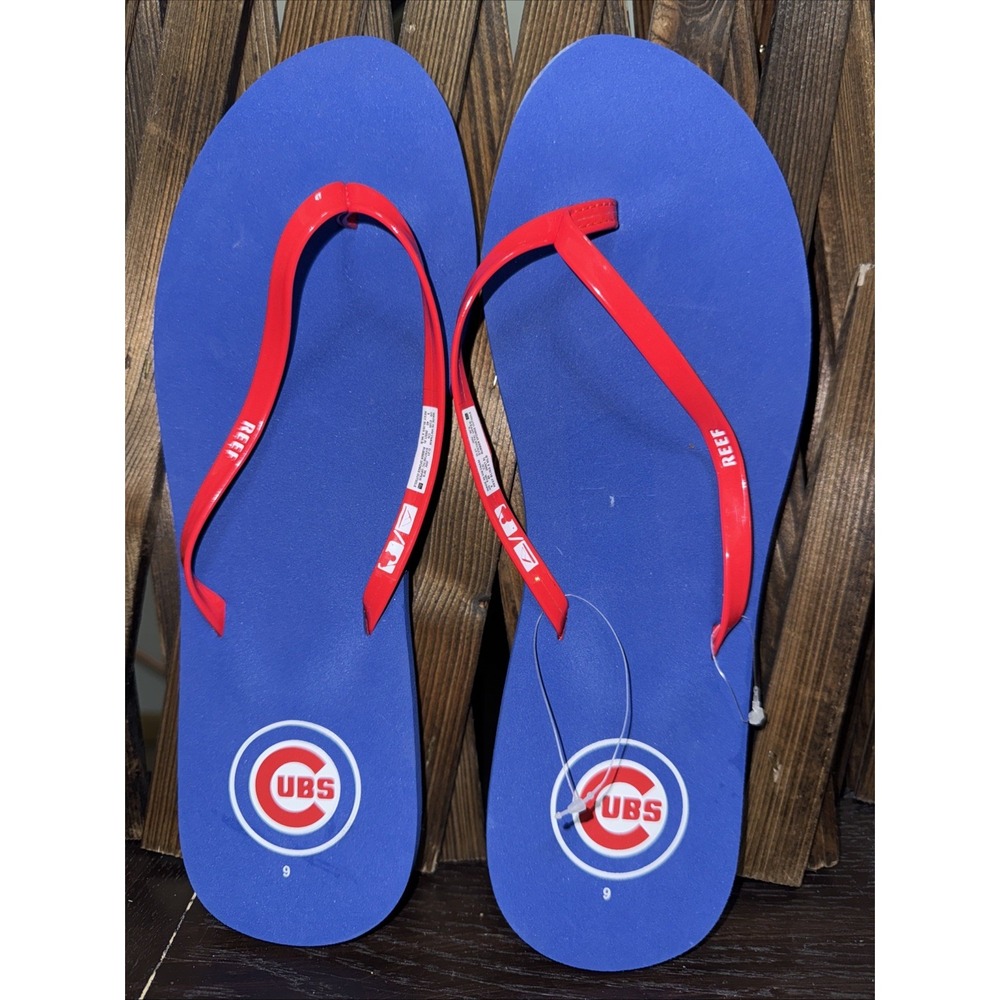 Chicago‎ Cubs Reef Foam Flip Flops Bliss MLB Women's 9 Blue New Sandals Slides